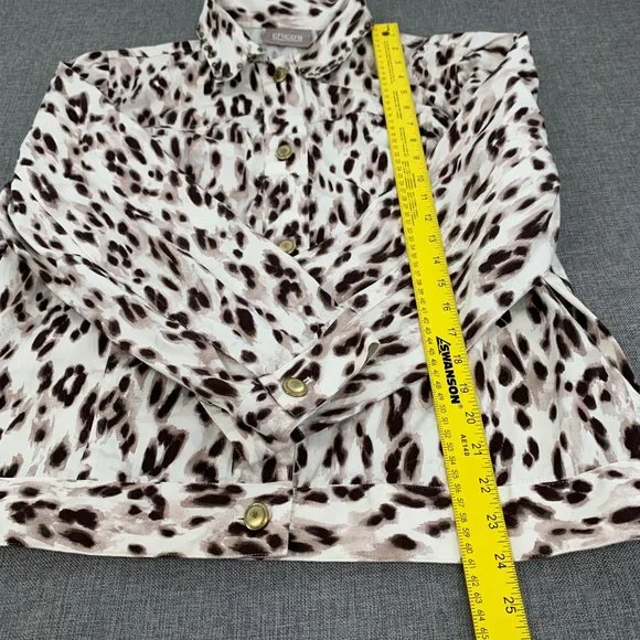 Chico's Long Sleeve Leopard Button Down Jacket Size 3 = XL Animal Print Top - Picture 9 of 14